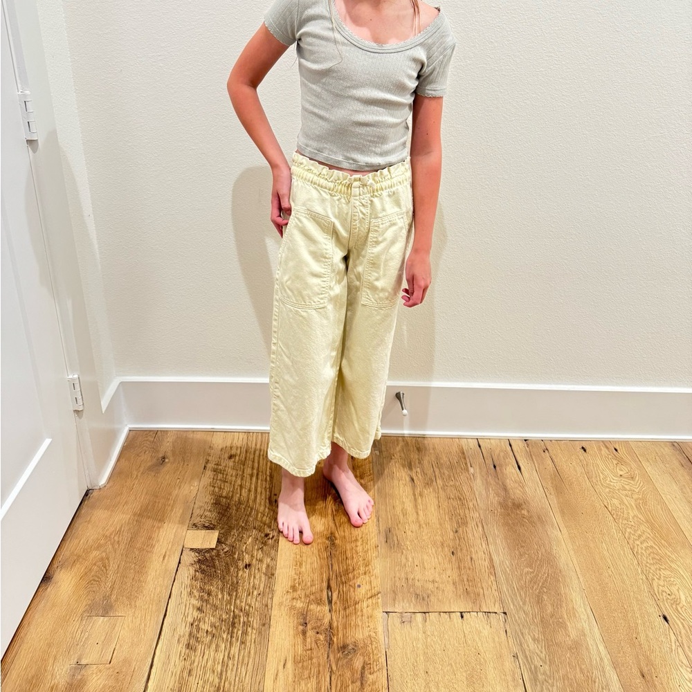 Zara kids Light Yellow Wide-Leg Pants
